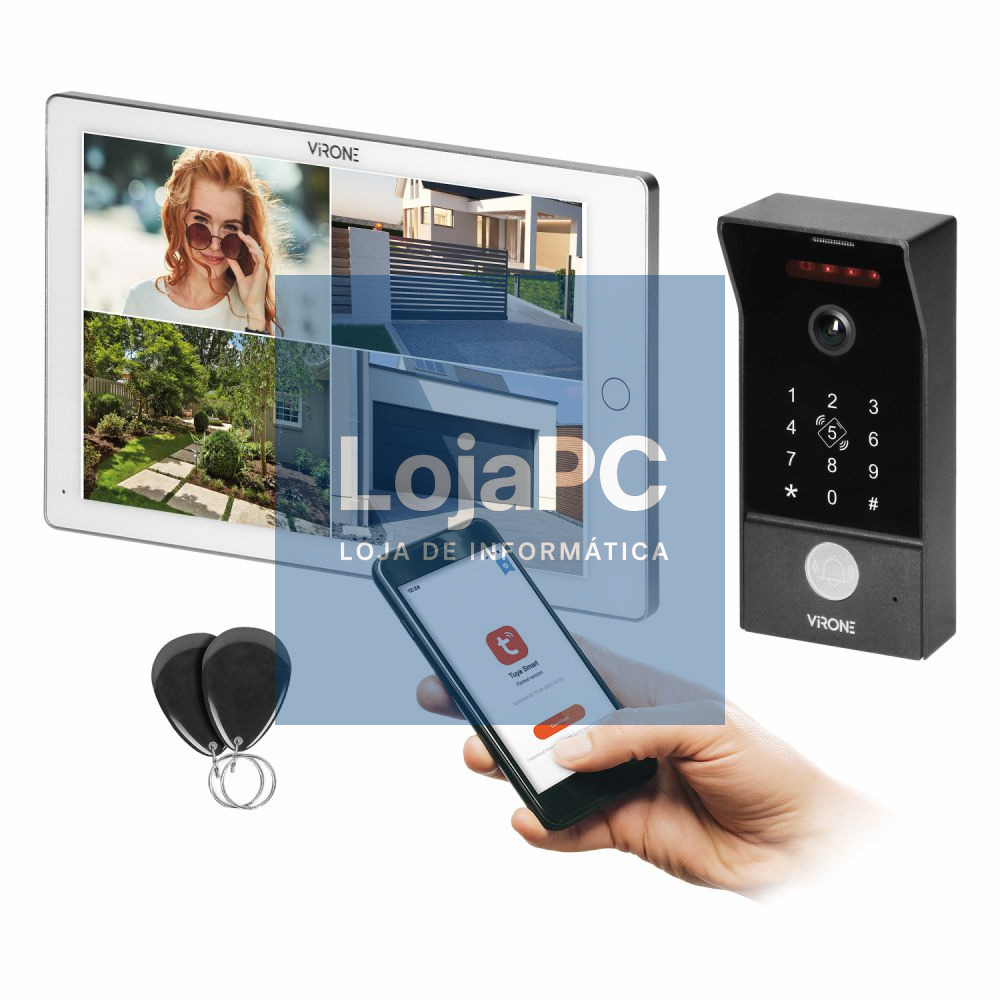 Vídeo Porteiro 10" FullHD Tátil RFID WIFI Controlo Acessos