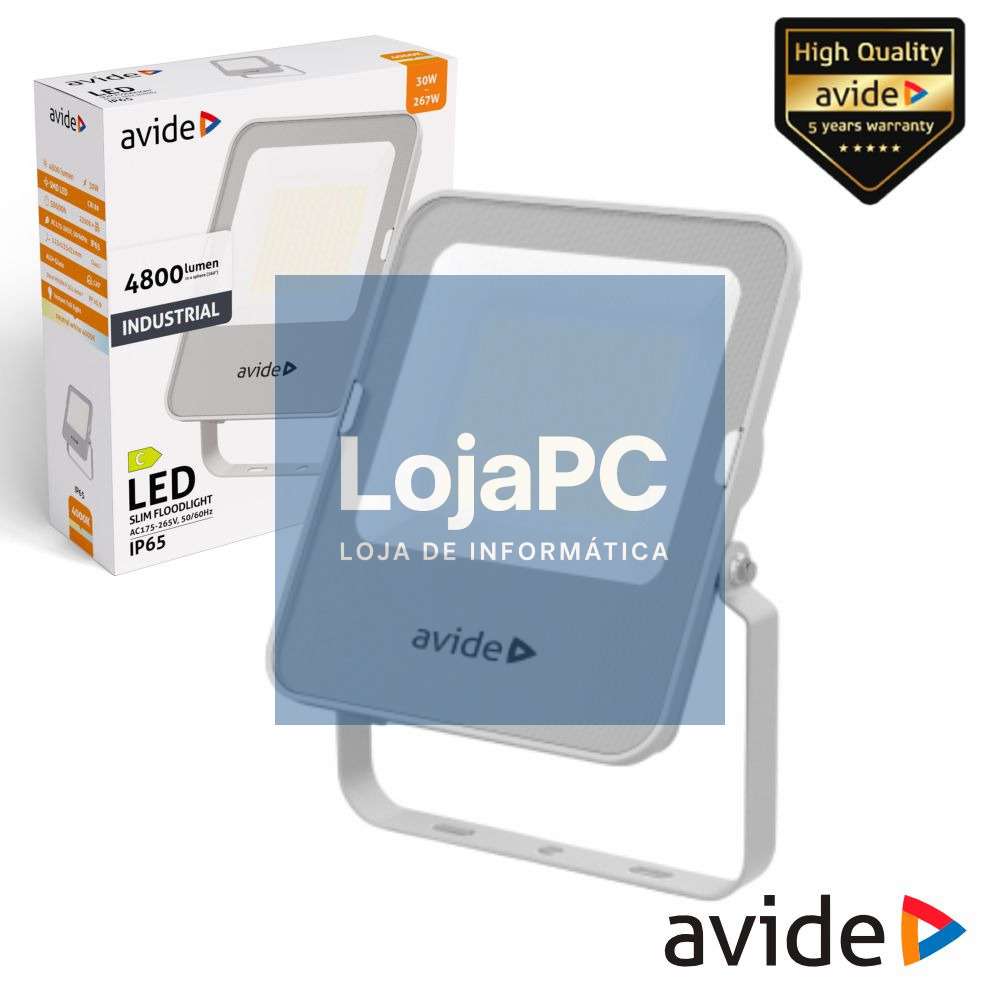 Foco LED Industrial 30W 230V 4000K 4800lm Cinza IP65 AVIDE