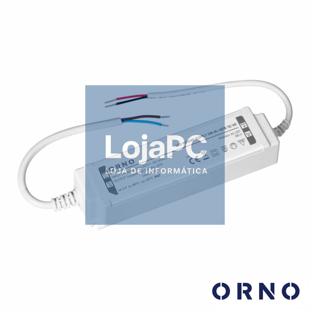Fonte de Alimentação P/ Fitas LED 12V 60W 5A IP67 ORNO