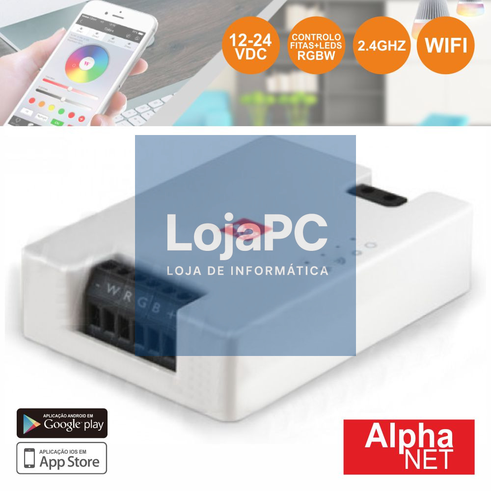 CONTROLADOR P/ FITA LEDS RGBW 12V/24V 12A WIFI ALPHANET