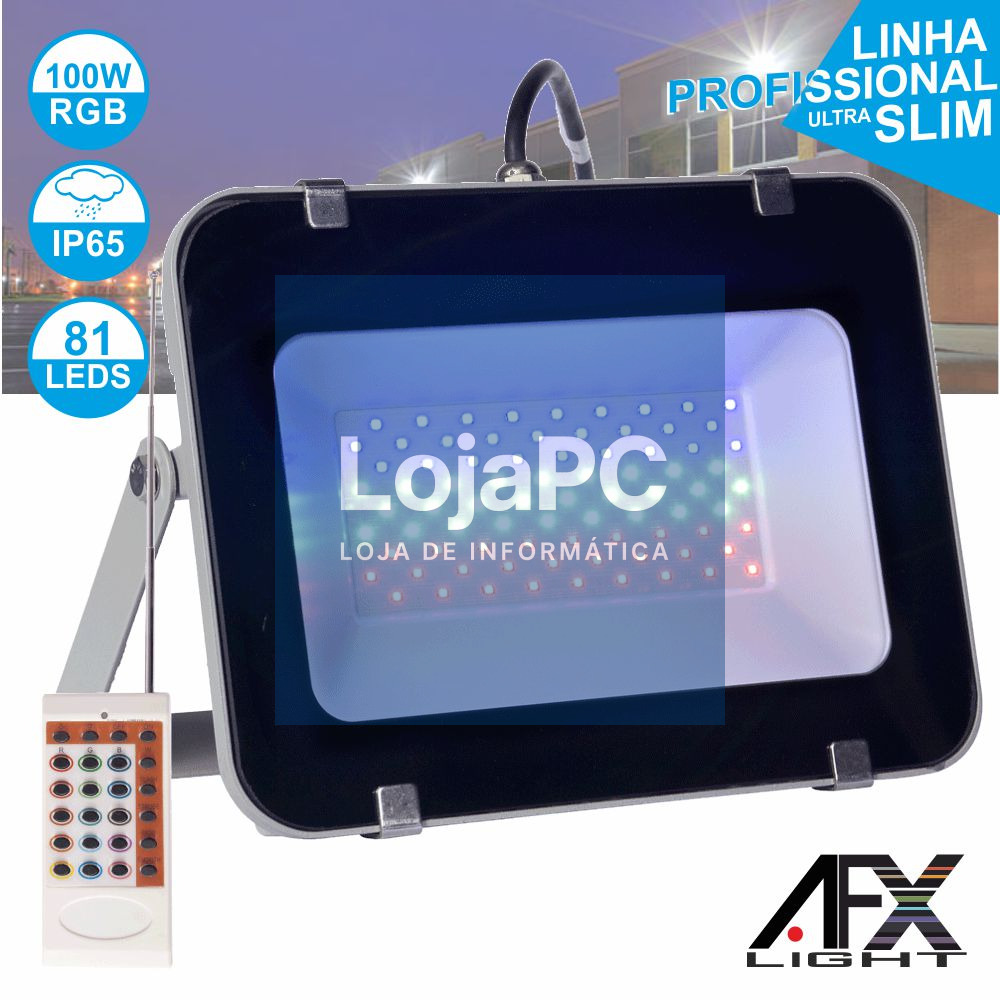 FOCO LED 100W 220V C/COMANDO RGB IP65 AFXLIGHT