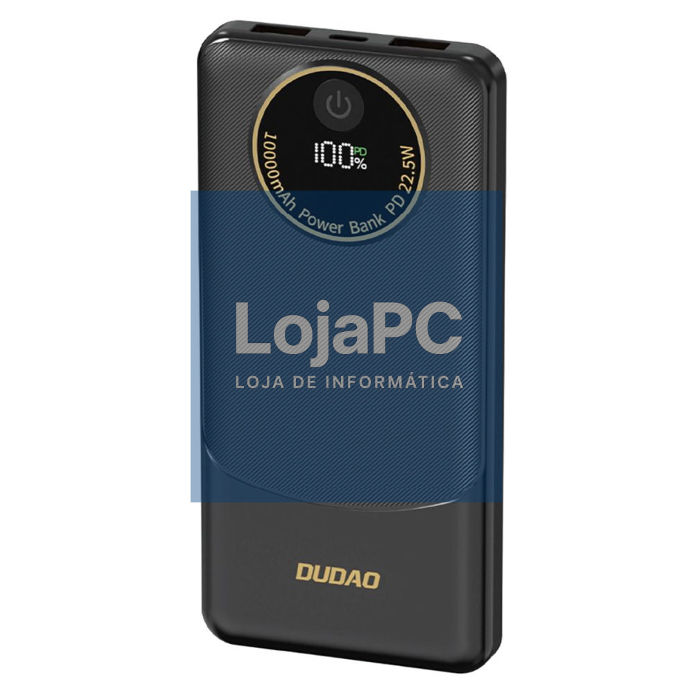Powerbank 10000mAh C/ 2xUSB-A 1xUSB-C 22.5W Preto