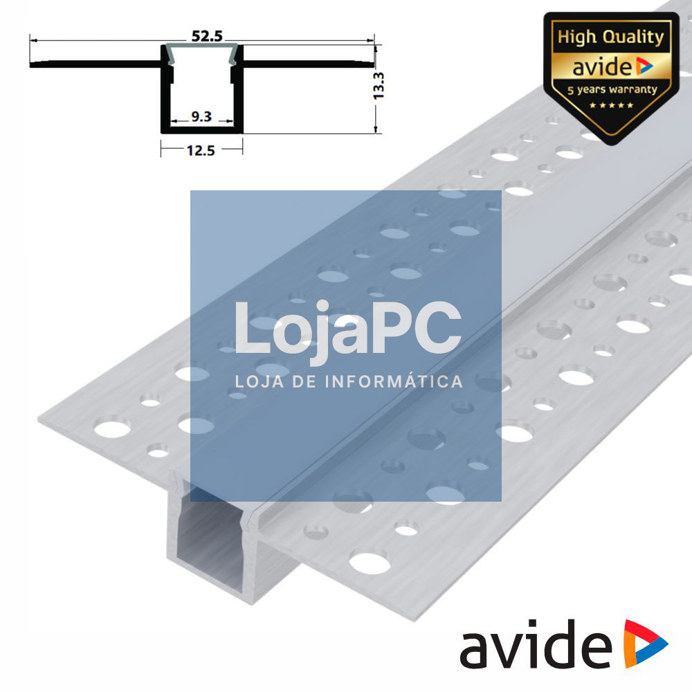 Perfil De Alumínio P/ Encastrar P/ Fita LED 1M AVIDE