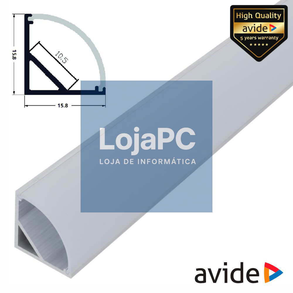 Perfil De Alumínio P/ Fita LED 1m De Canto AVIDE