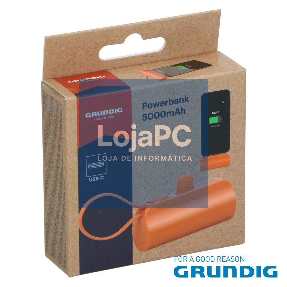 Powerbank 5000mAh USB-C Laranja GRUNDIG