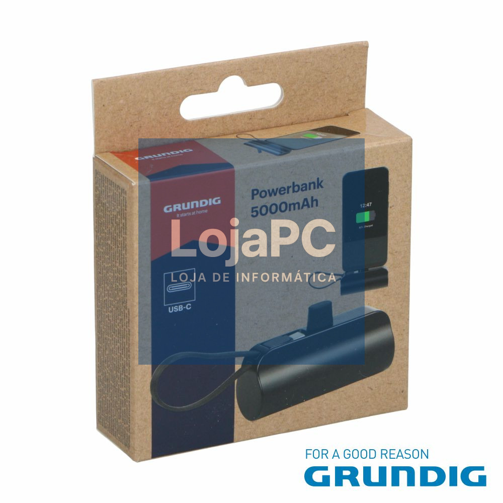 Powerbank 5000mAh USB-C Preto GRUNDIG