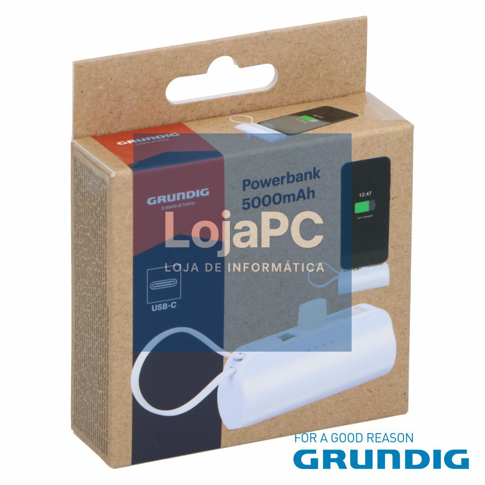 Powerbank 5000mAh USB-C Branco GRUNDIG