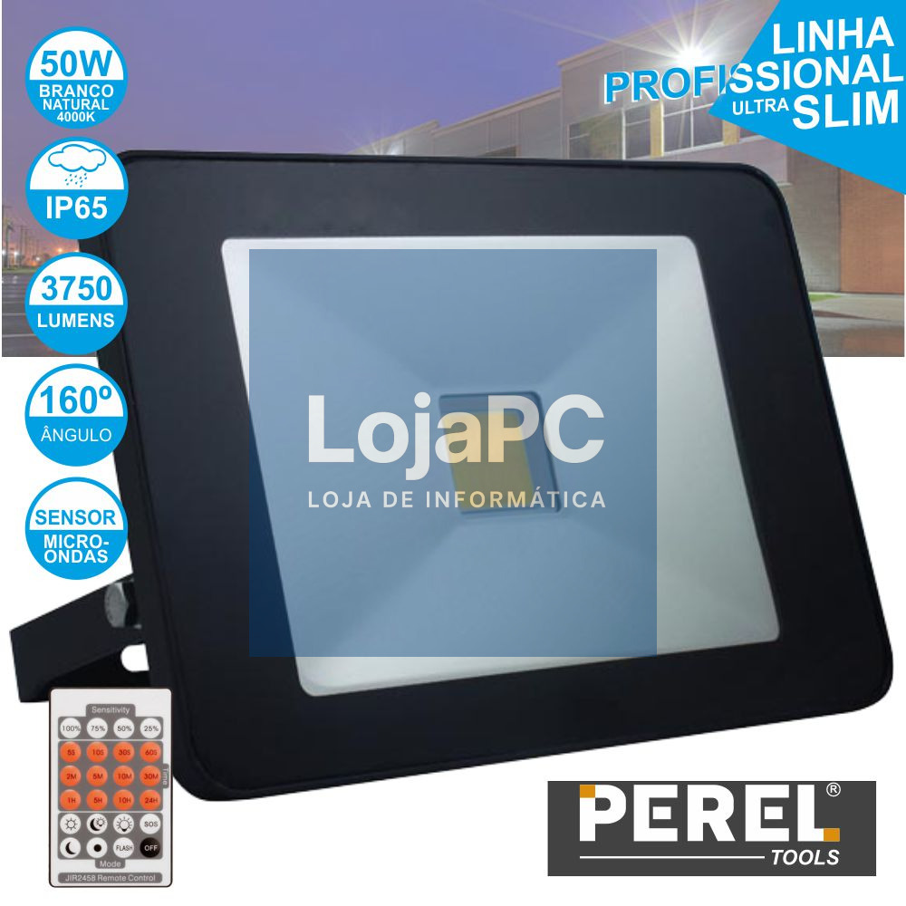 FOCO LED 50W 230V C/ SENSOR BRANCO NATURAL 3750LM PEREL