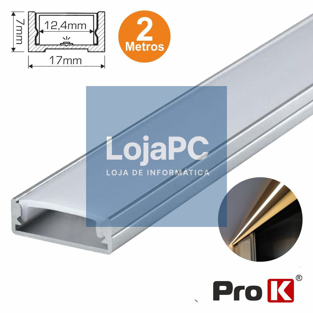 PERFIL DE ALUMÍNIO P/ FITA LEDS 2M PROK
