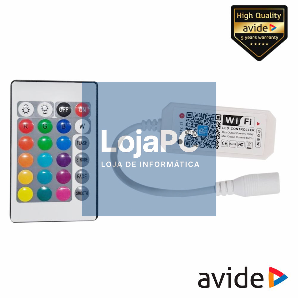 Controlador P/ Fita LEDS Digitais C/ Comando RF E WIFI AVIDE