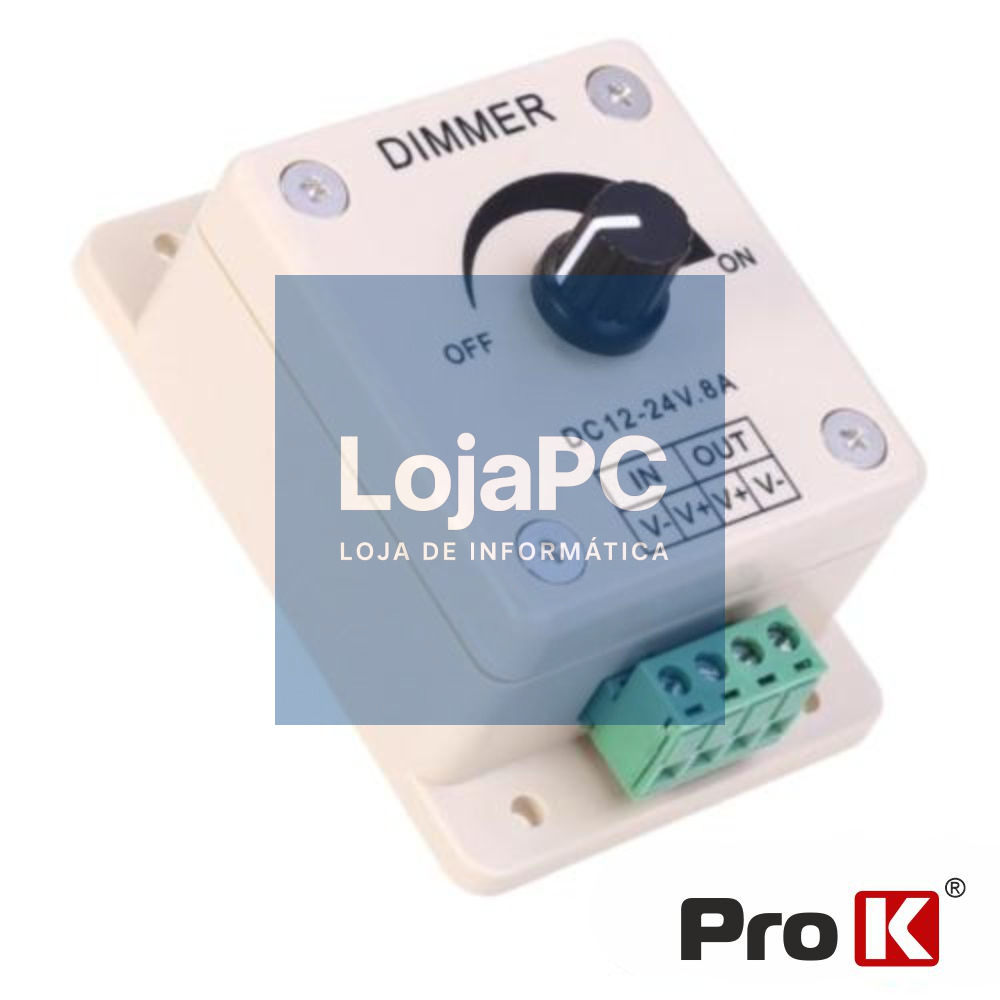 REGULADOR DE LUZ LED DIMMER BRANCO 12V 8A 96W PROK