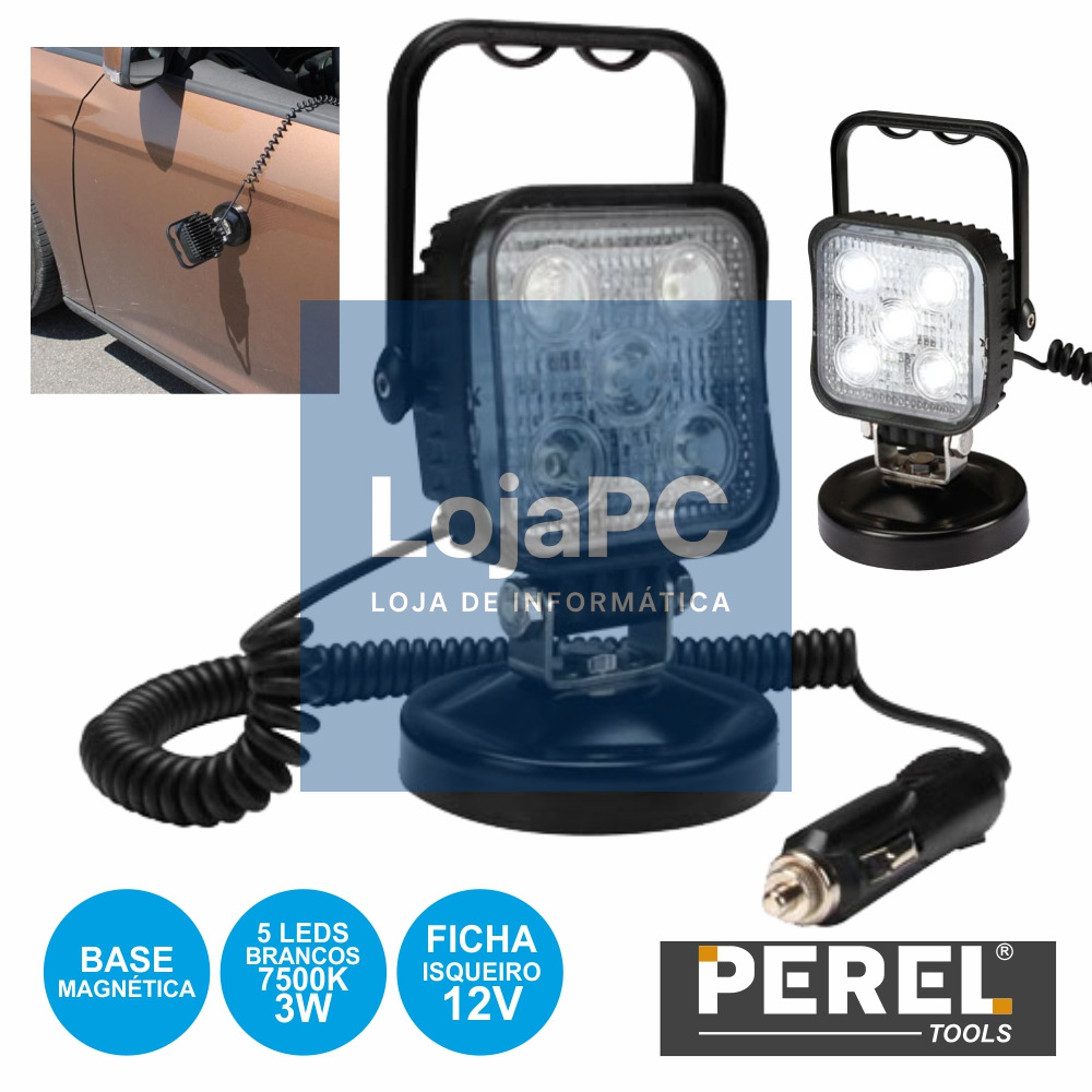 FOCO LED 15W C/ BASE MAGNÉTICA BRANCO 7500K PEREL