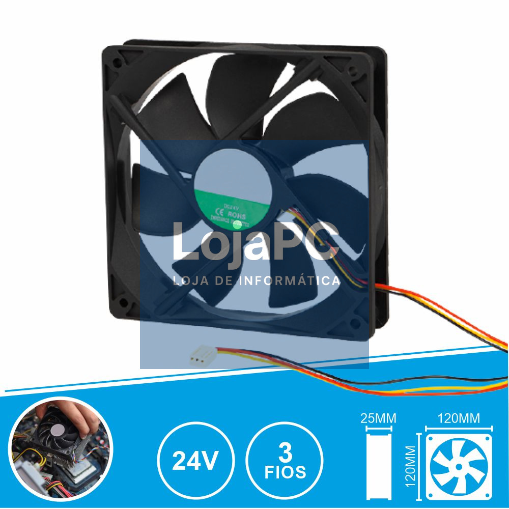 Ventoinha 24V 120x120x25mm 3 Fios