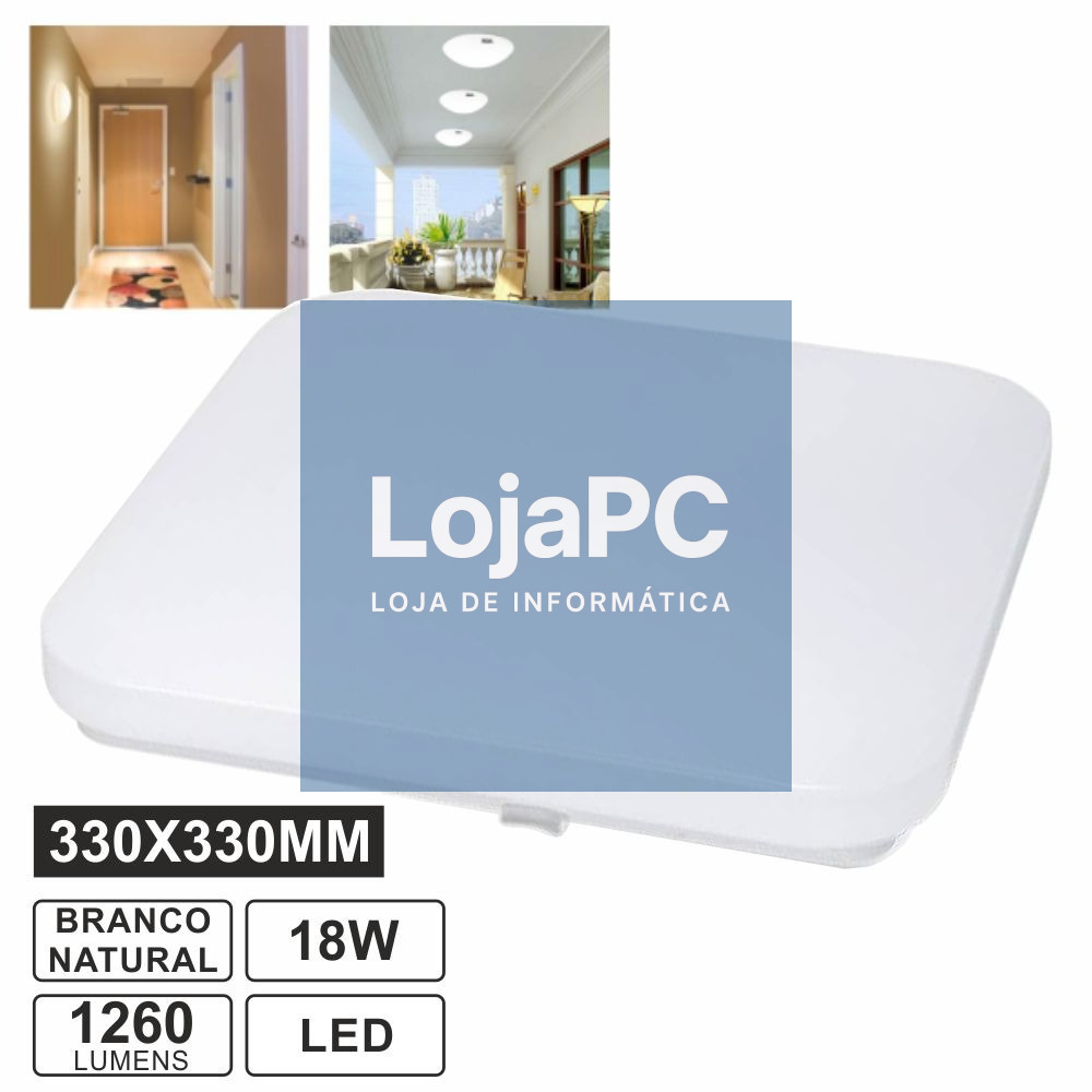 PAINEL LED QUADRADO APLIQUE SLIM 18W 33CM 4000K 1260LM
