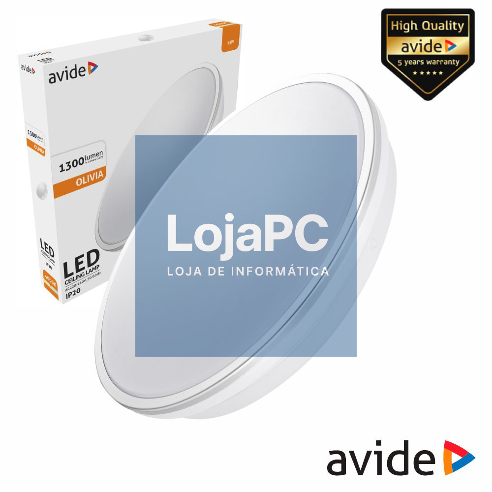 Aplique LED Redondo 15W 280mm 4000K 1300lm Olivia AVIDE