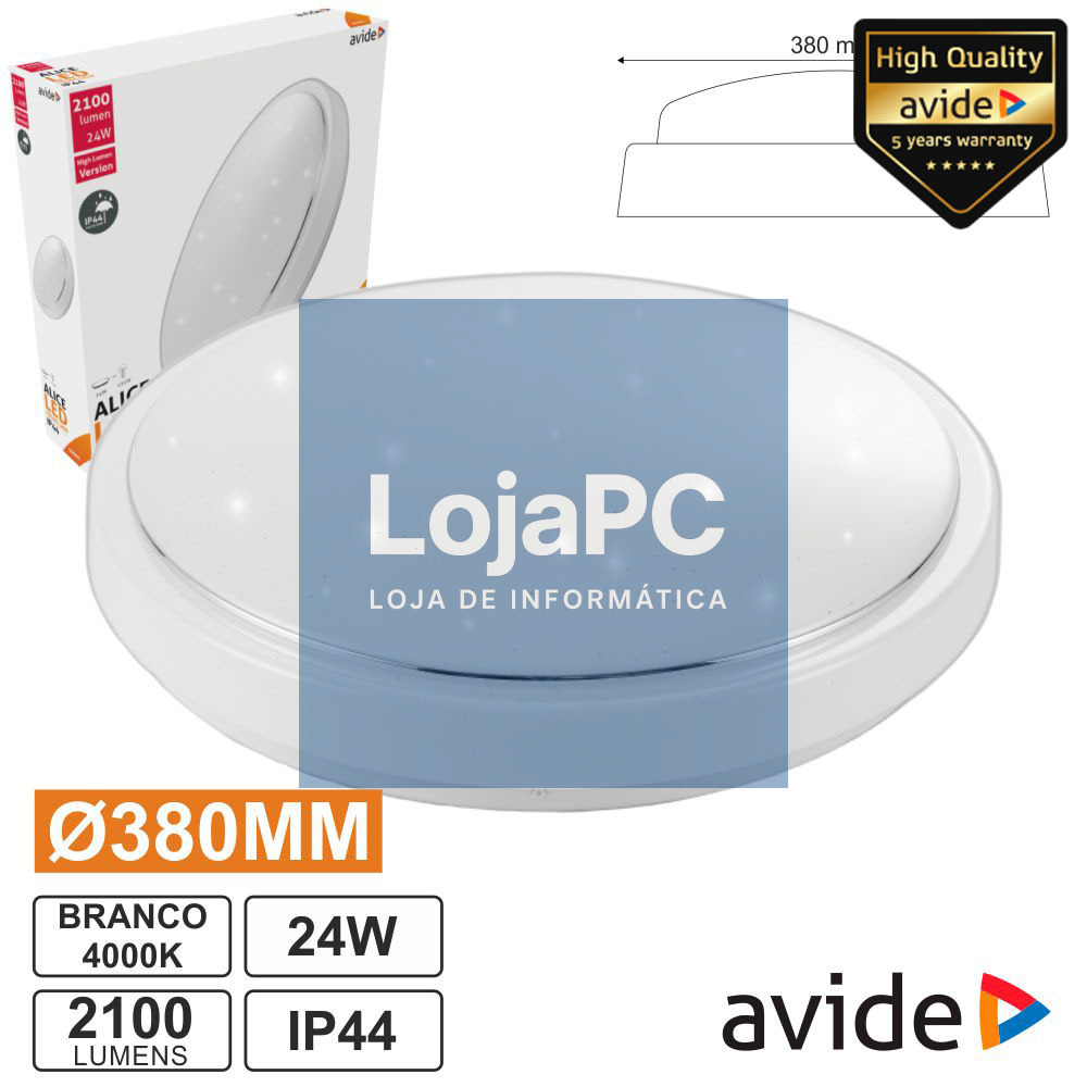 Painel LED Redondo Aplique 24W 380mm 4000k 2100lm AVIDE