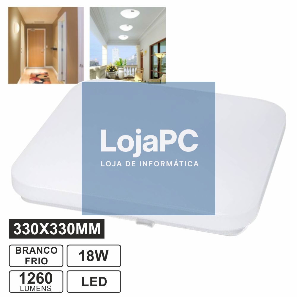 PAINEL LED QUADRADO APLIQUE SLIM 18W 33CM 6500K 1260LM