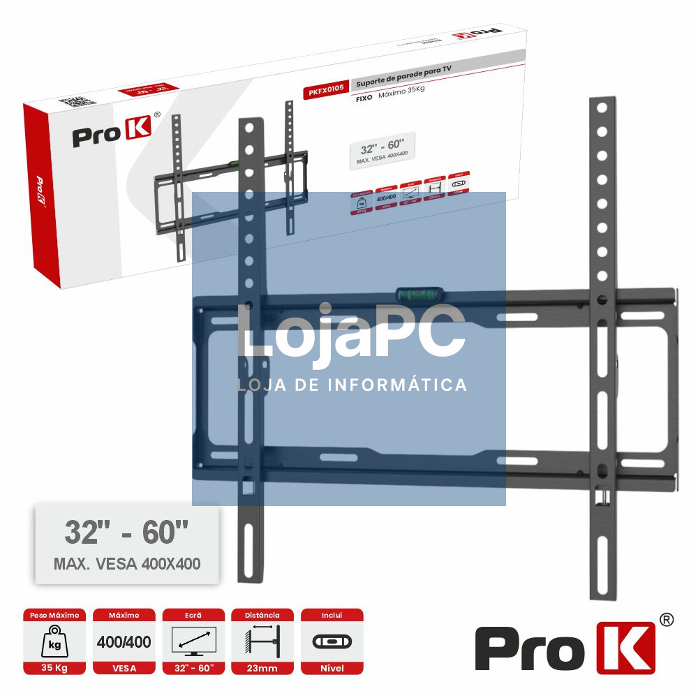 Suporte TV Fixo 32-60" 35kg Vesa 400x400 PROK
