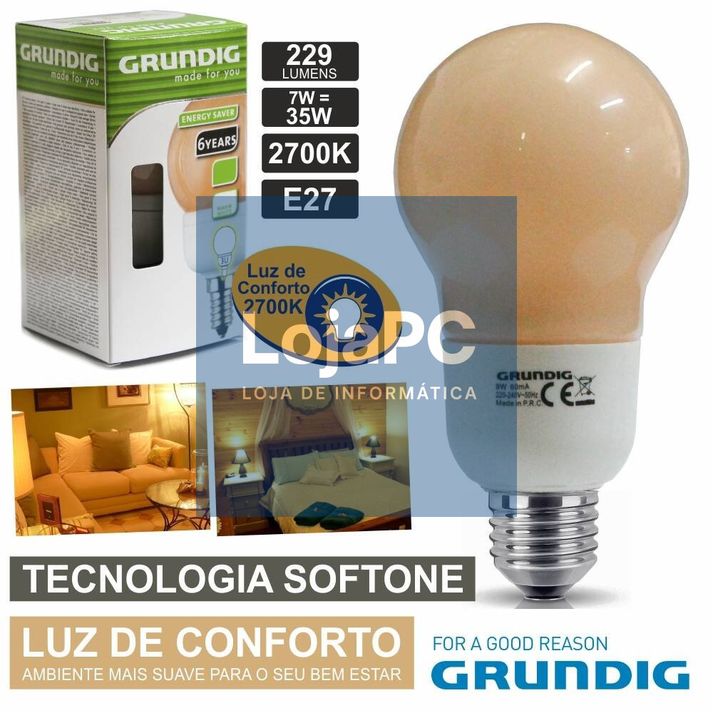 LÂMPADA E27 7W=35W 230V ECO TEC. SOFTONE 229LM GRUNDIG