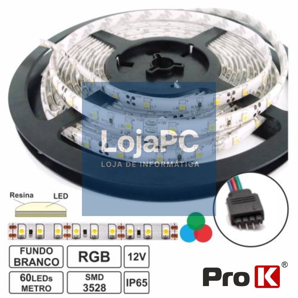 FITA 300 LEDS 3528 IMPERMEÁVEL RGB 12V 5M PROK