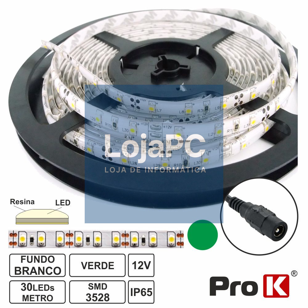 FITA 150 LEDS 3528 IMPERMEÁVEL VERDE 12V 5M PROK