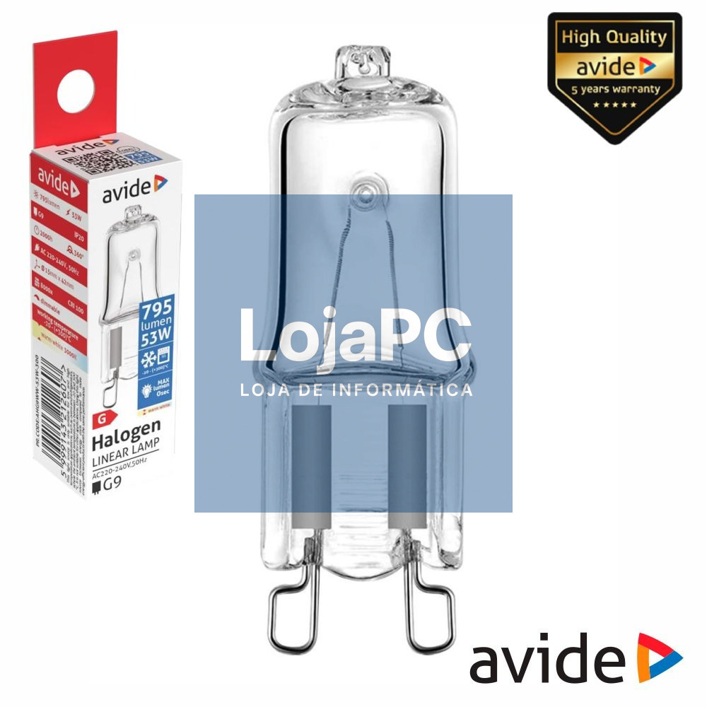 Lâmpada G9 P/ Forno/Frigorífico 53W 230V 300°C AVIDE