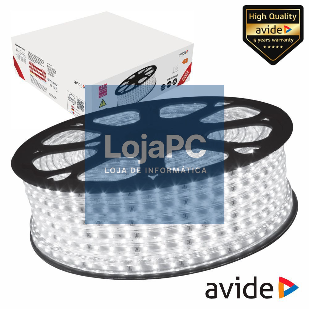 Fita 3000 LEDS 3528 3000K 220V 4.8W/m 50m IP67 AVIDE