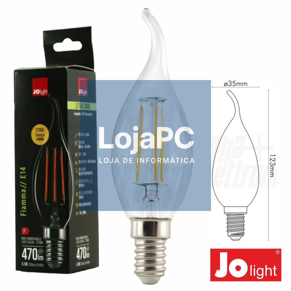 Lâmpada LED E14 Vela Filamento 4.5W 2700K 470lm JOLIGHT