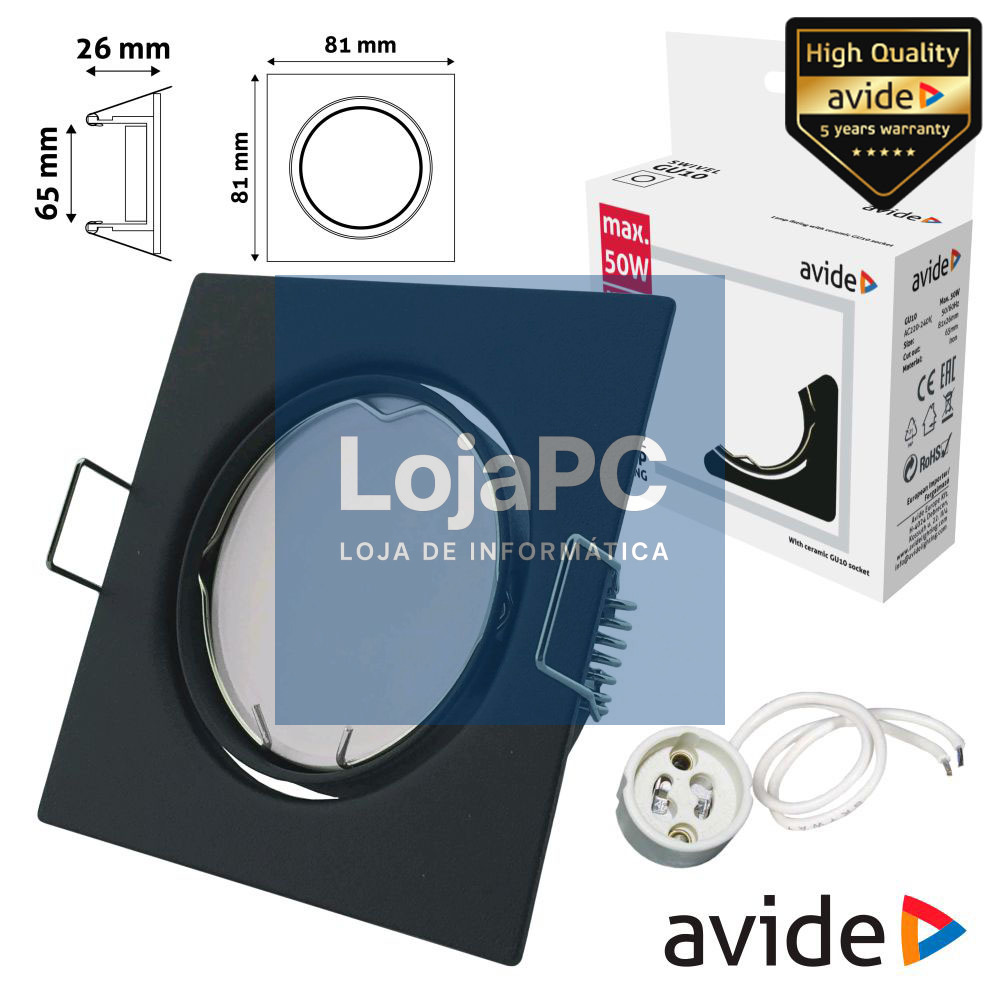 ARO QUADRADO AJUSTÁVEL ANTRACITE P/ MR16-GU10 AVIDE