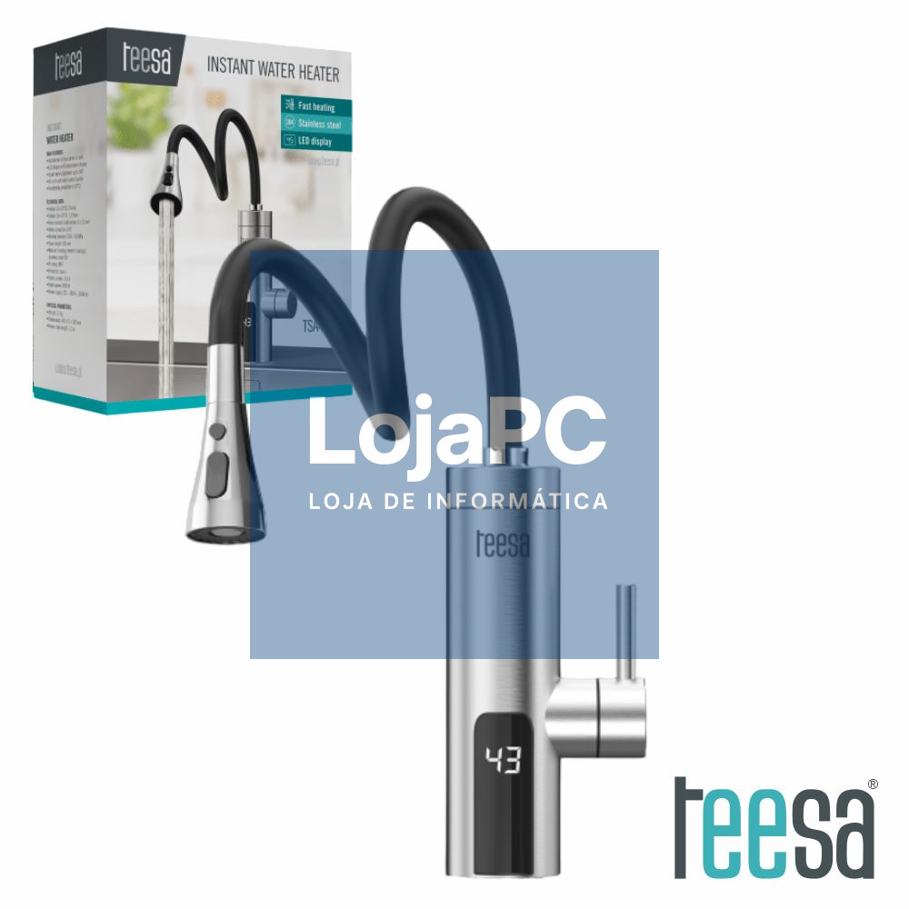 Torneira Elétrica Flexível Bancada 240V 3000W Inox TEESA