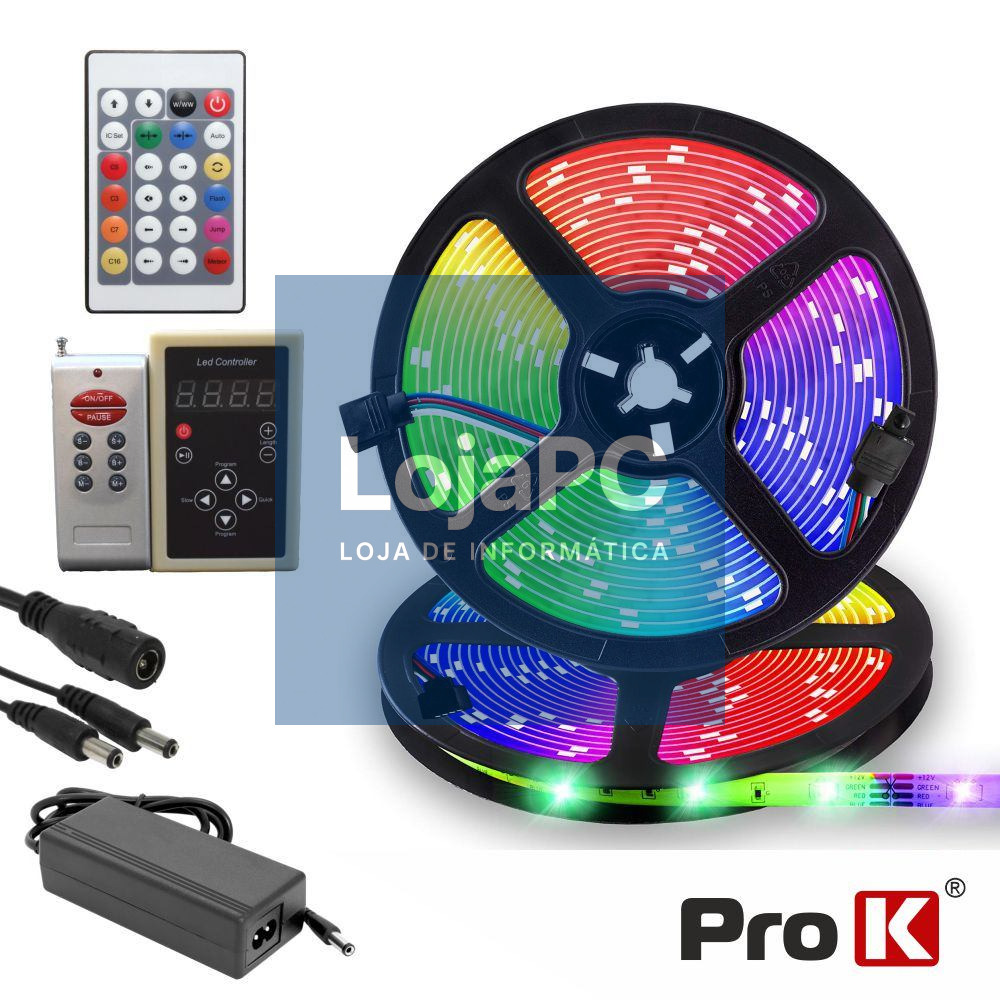 Kit Fita 240 LEDS 5050 12V 5m RGB Digital C/ Control PROK