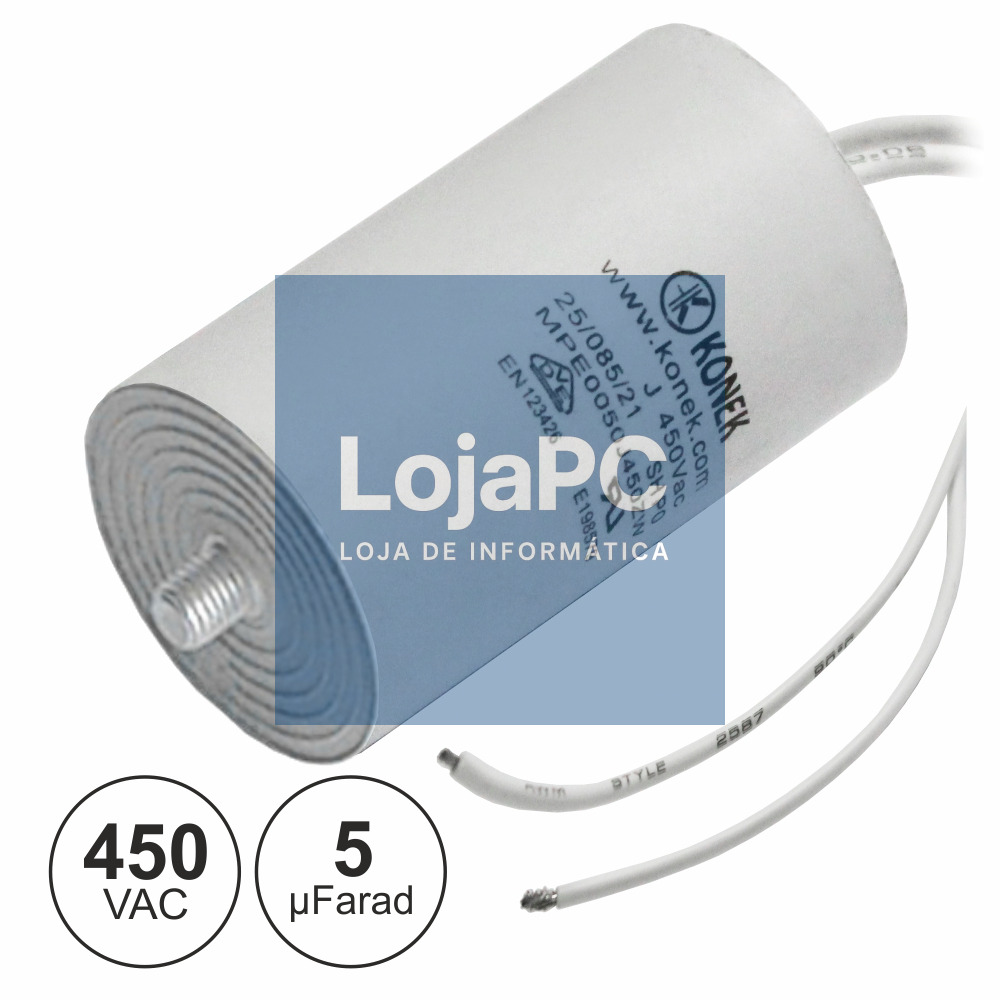 CONDENSADOR ARRANQUE 5uF 450V + TERRA C/ FIOS