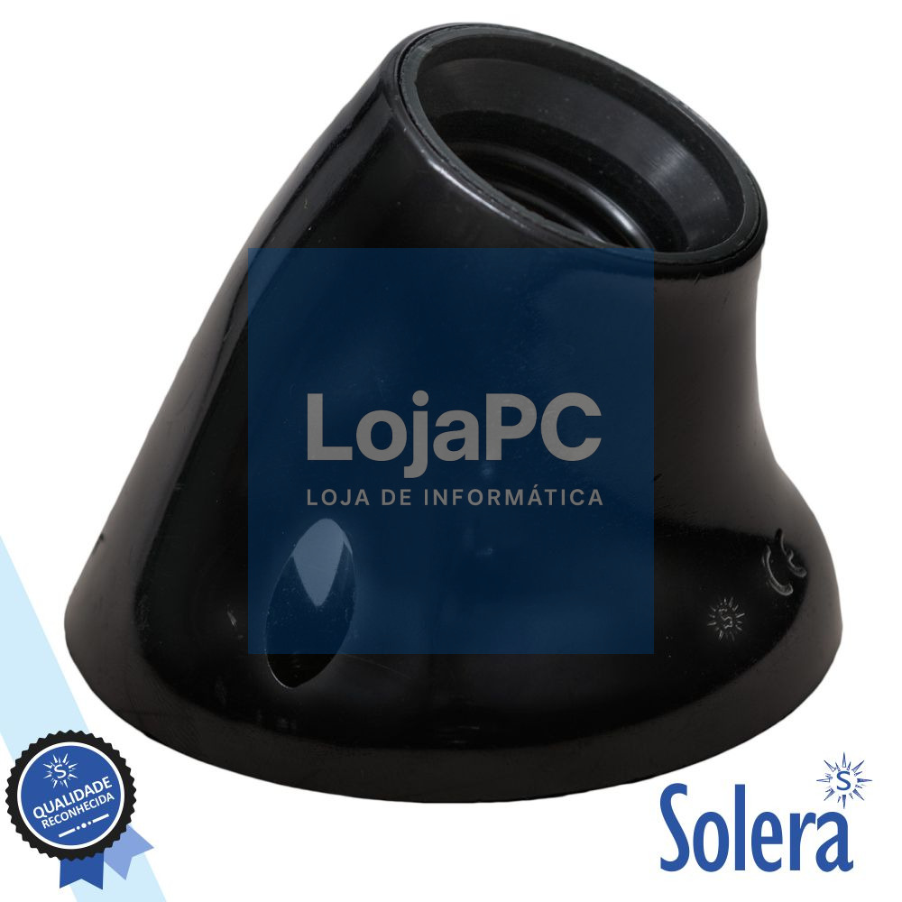 CASQUILHO P/ LÂMPADA E27 CURVO PRETO SOLERA