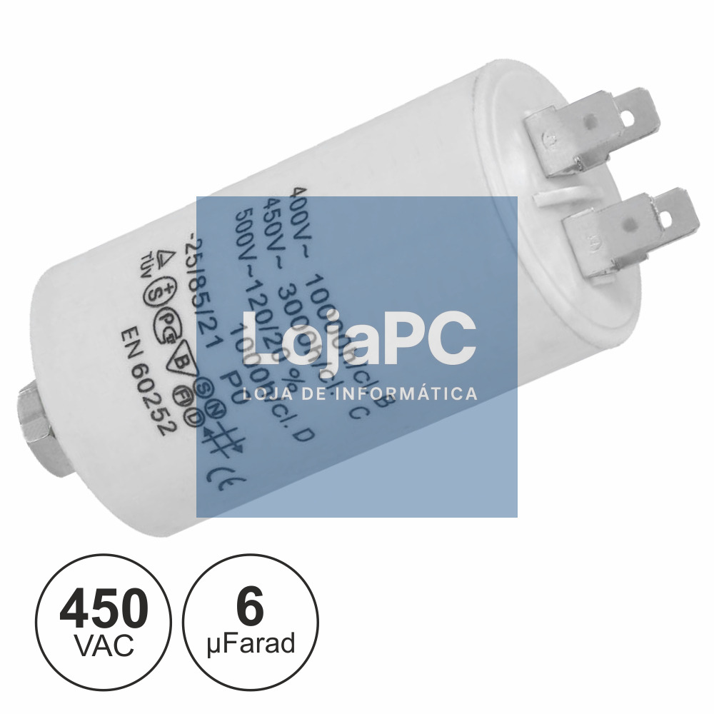 CONDENSADOR ARRANQUE 6uF 450V + TERRA