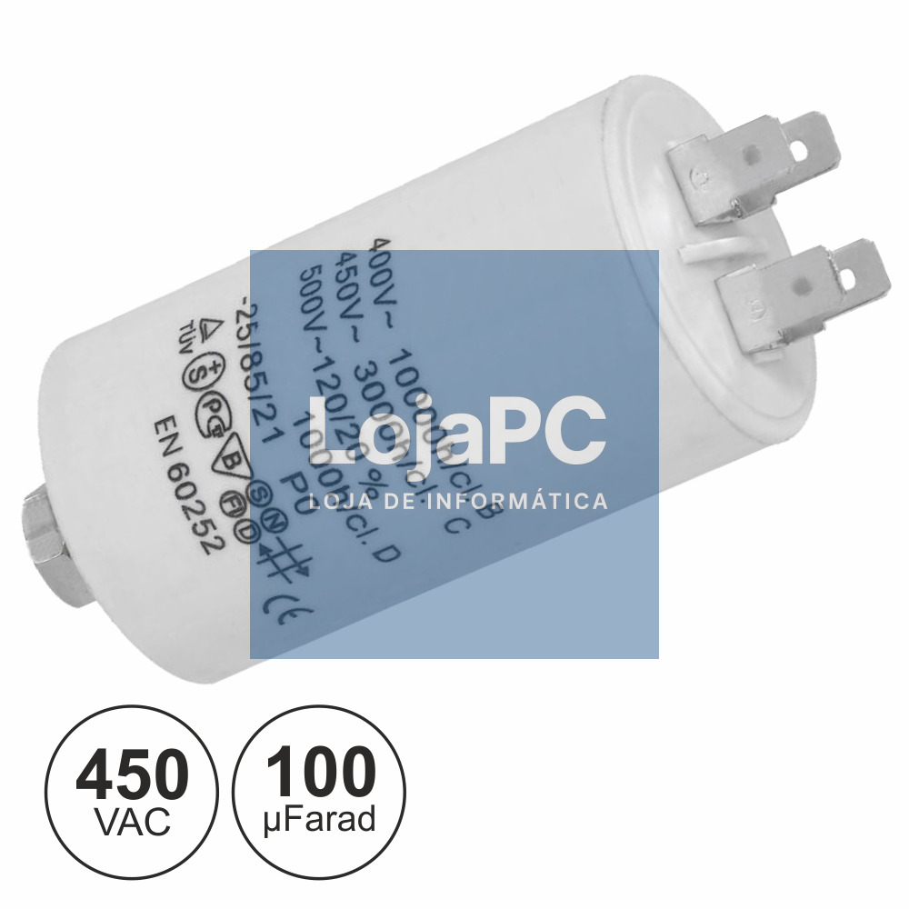 CONDENSADOR ARRANQUE 100uF 450V + TERRA