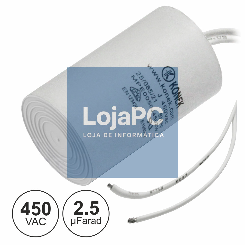 CONDENSADOR ARRANQUE 2.5uF 450V + TERRA C/ FIOS