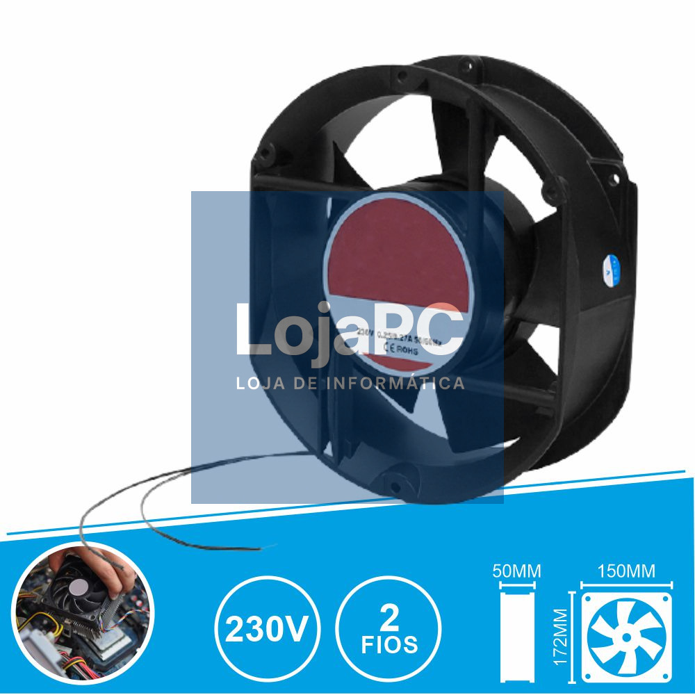 Ventoinha 230V 172x150x50mm 2 Fios