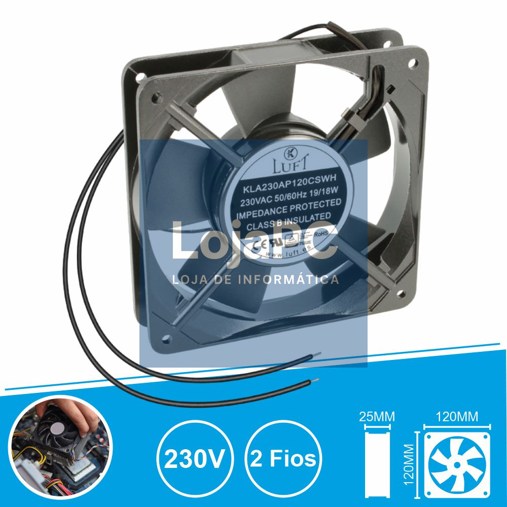 Ventoinha 230V 120x120x25mm 2 Fios KLA230AP120CSWH LUFT