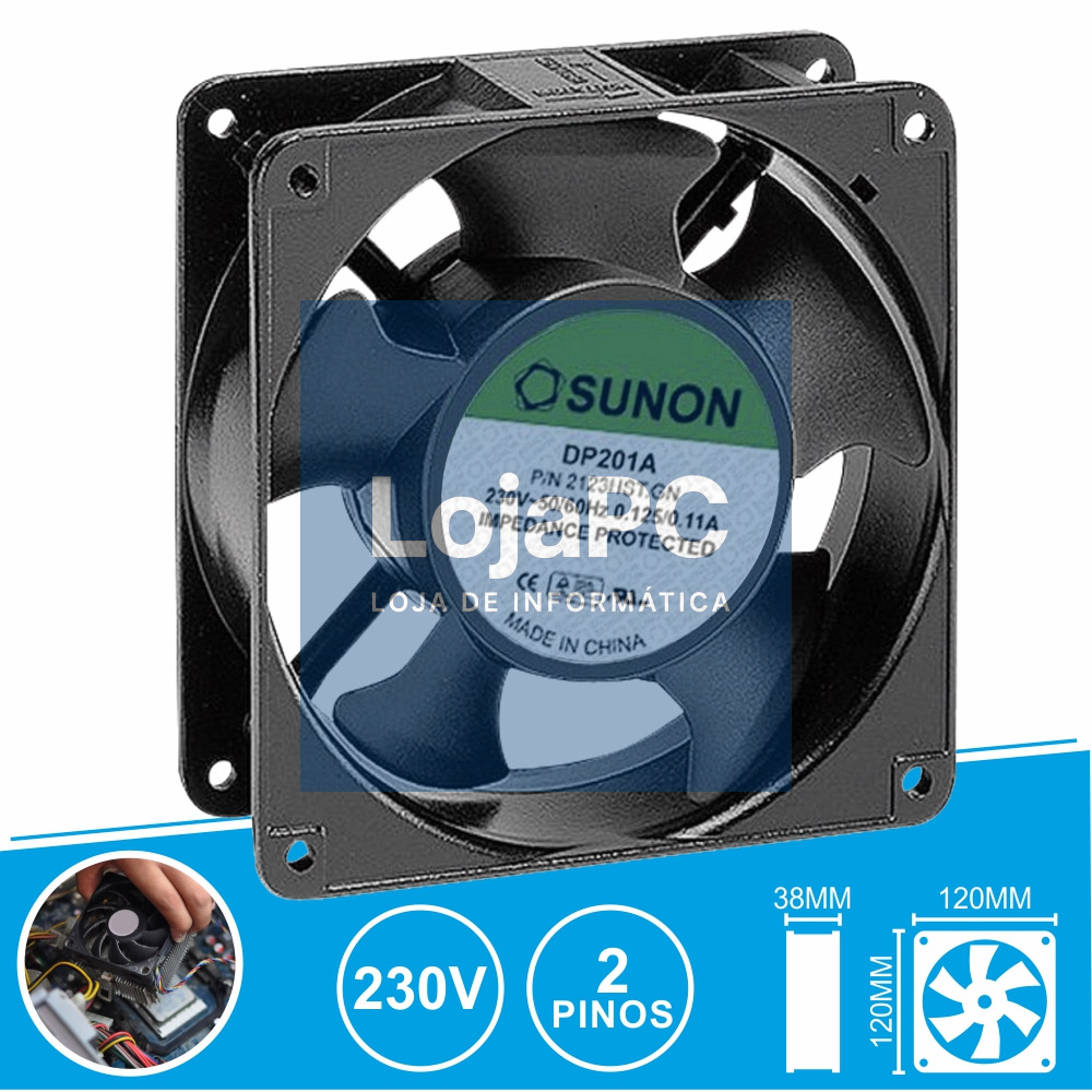 VENTOÍNHA 230V 120x120x38MM 2 PINOS SUNON