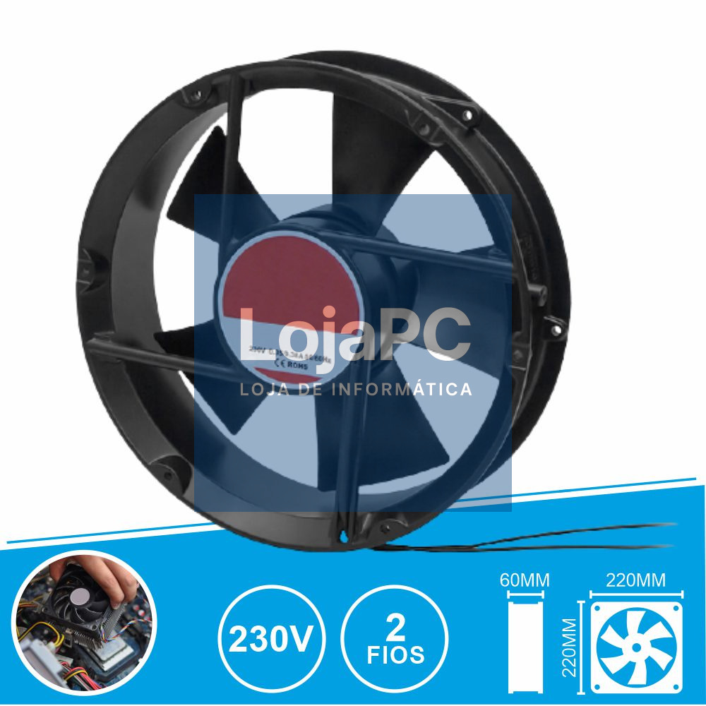 Ventoinha 230V 220x220x60mm 2 Fios