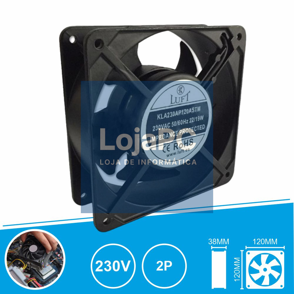 Ventoinha 230V 120x120x38mm 2 Pinos KLA230AP120ASTM LUFT