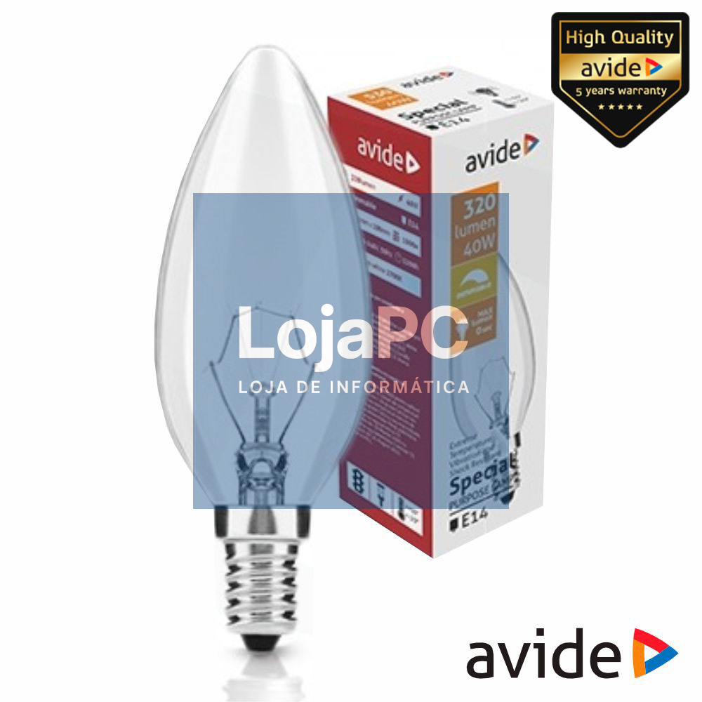 Lâmpada E14 40W Vela 2700K 320lm AVIDE
