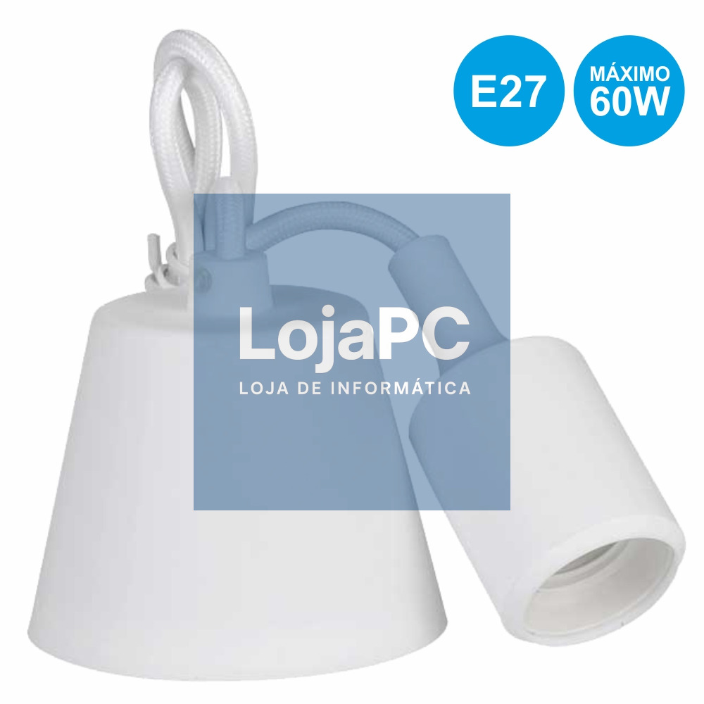 SUPORTE PARA LÂMPADA E27 BRANCO CABO 1M