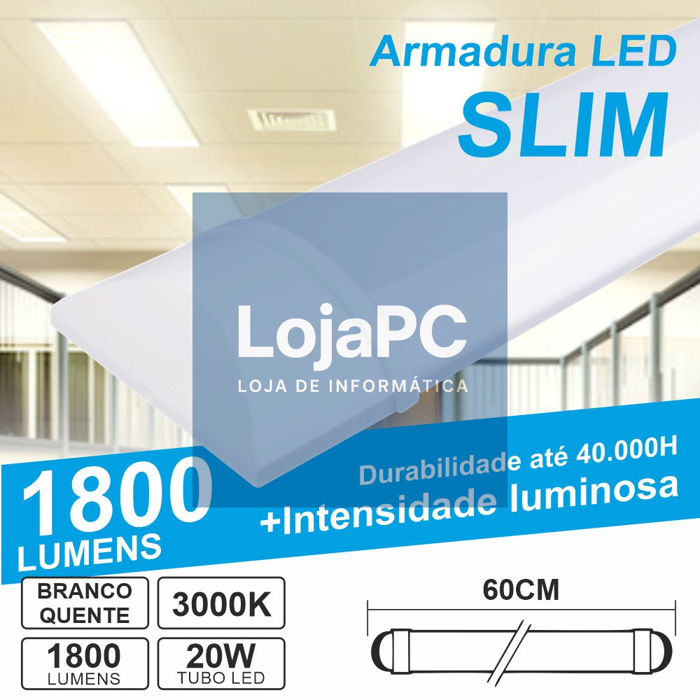 Armadura LED Batten Slim 20W 60cm IP40 3000K 1800lm