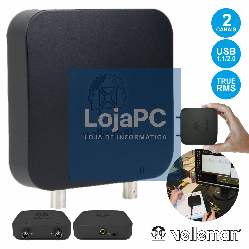 OSCILOSCÓPIO 2 CANAIS P/ PC USB C/ GERADOR SINAIS VELLEMAN