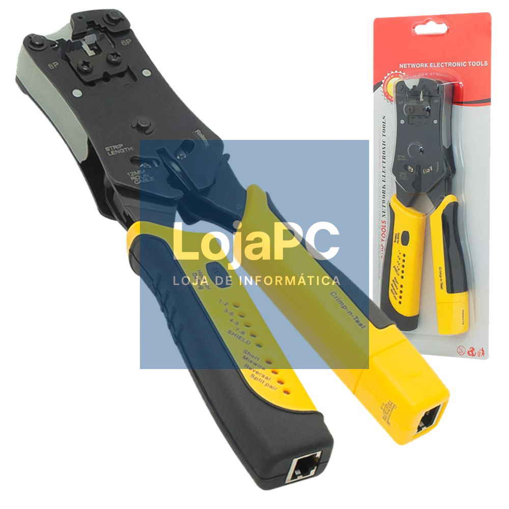 ALICATE DE CRAVAR FICHAS 8P/6P C/ TESTADOR DE CABOS