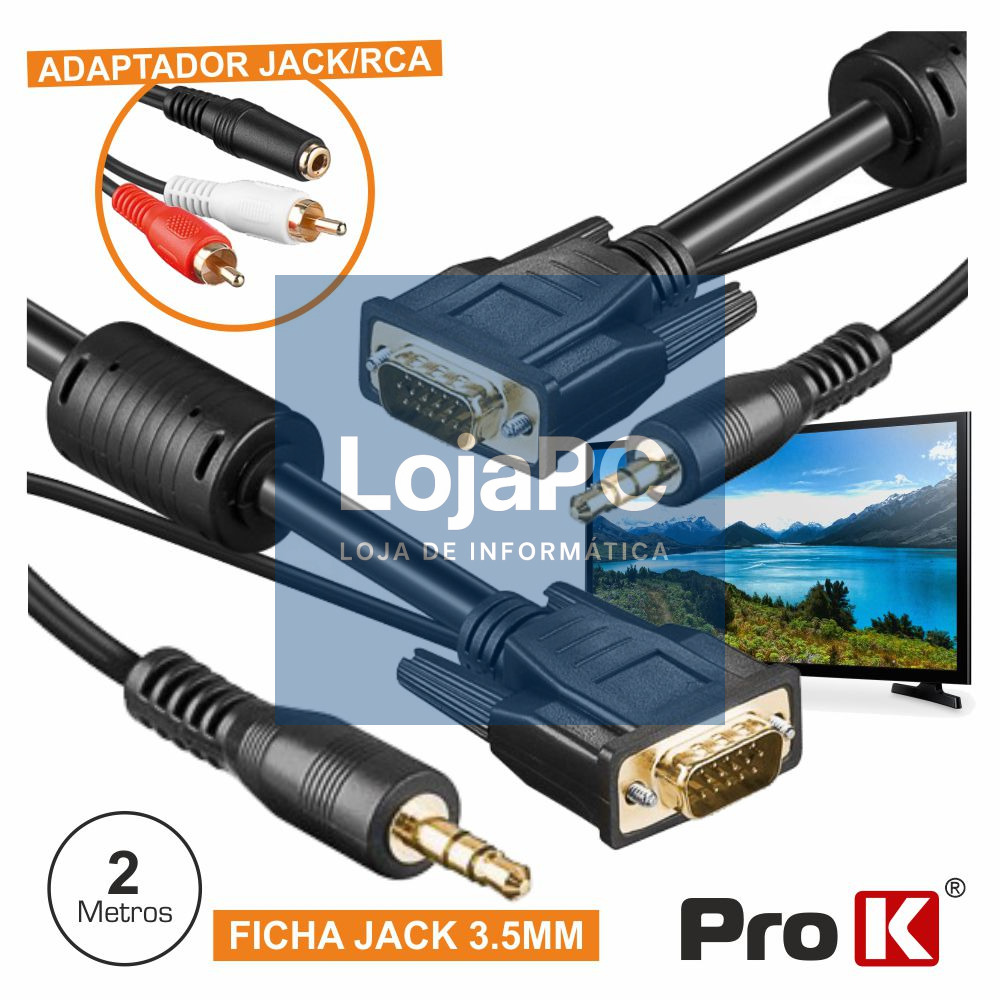 CABO VGA DOURADO MACHO / MACHO 2M C/FILTRO E AUDIO PROK