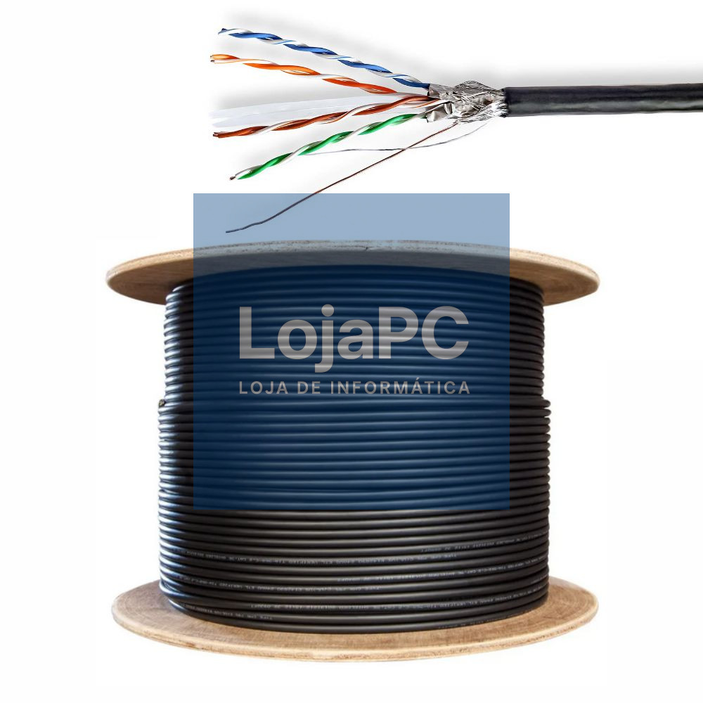 Cabo FTP CAT6 4x2xaWg23 Rígido 305m Preto