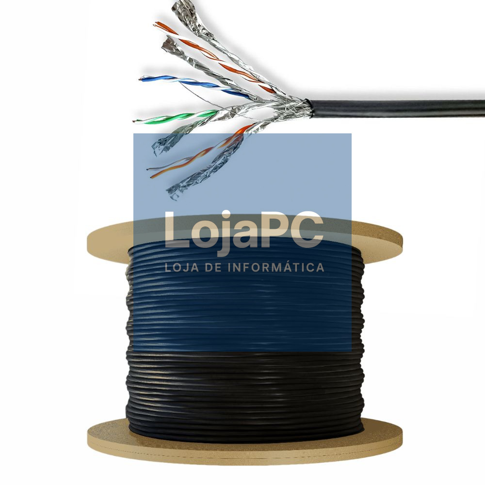 Cabo S/FTP CAT7 AWG24 Rígido 100m Exterior Preto
