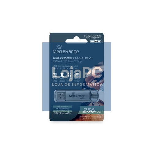 PENDRIVE COMBO 256GB USB 3.2 MEDIARANGE ALTO P.